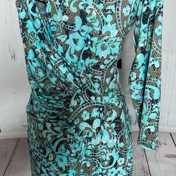 Teal Wrap Dress - Picture 2 of 8